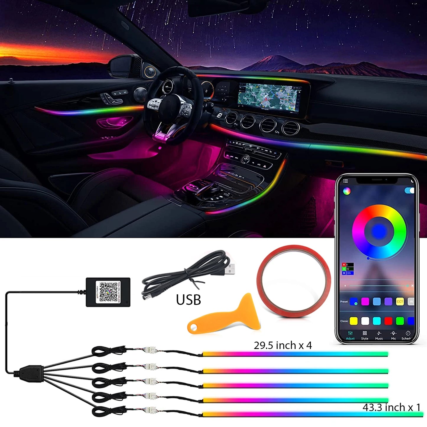 18-in-1 Car LED Ambient Light Strips