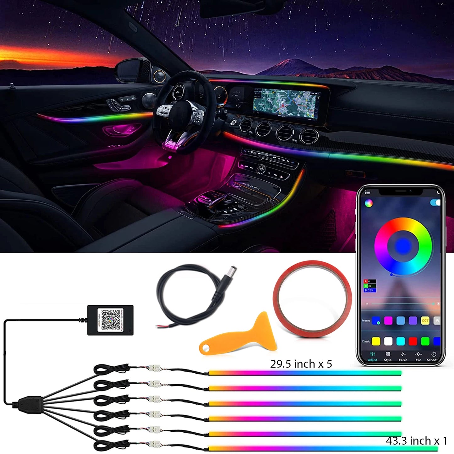 18-in-1 Car LED Ambient Light Strips