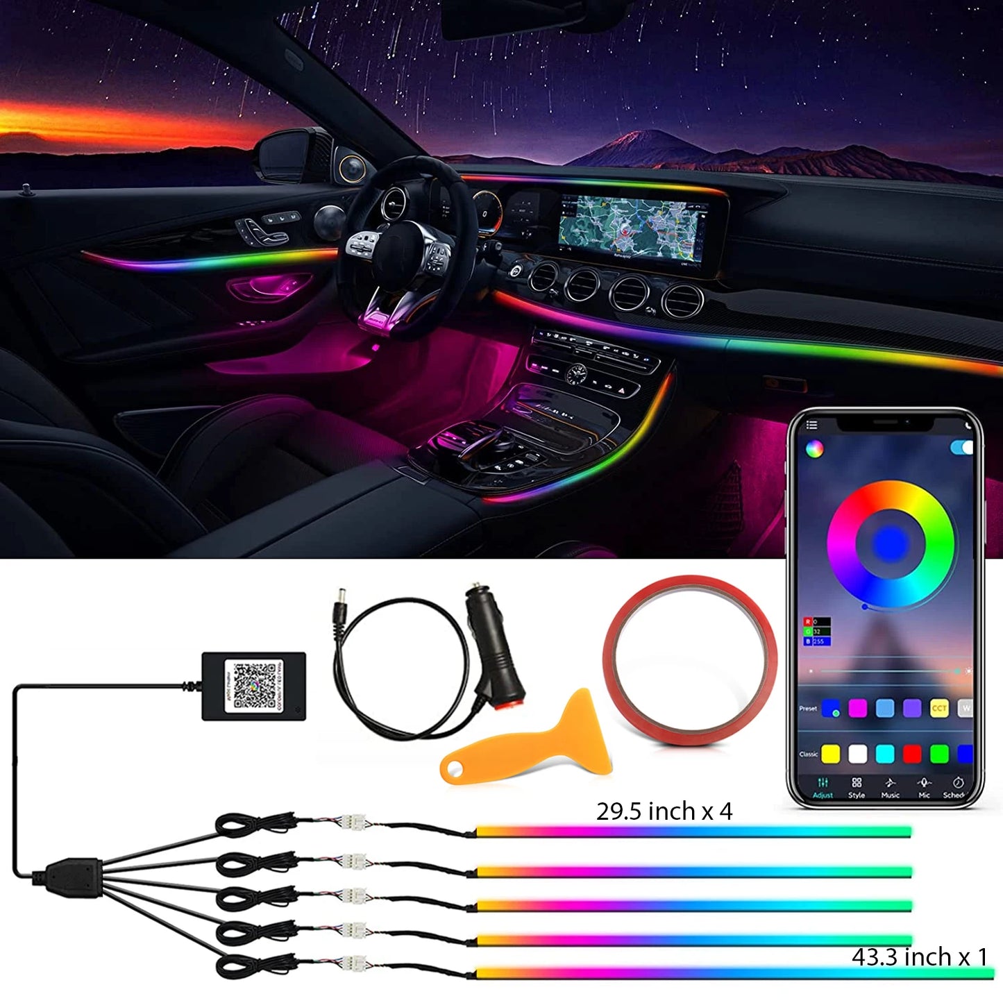 18-in-1 Car LED Ambient Light Strips