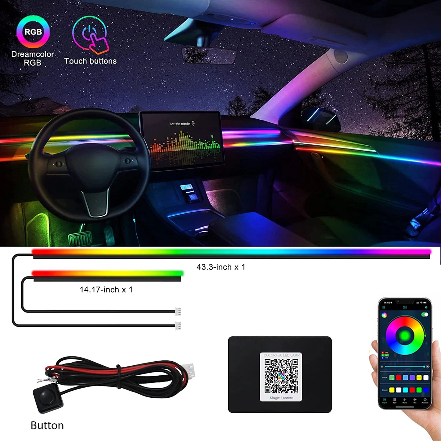 18-in-1 Car LED Ambient Light Strips