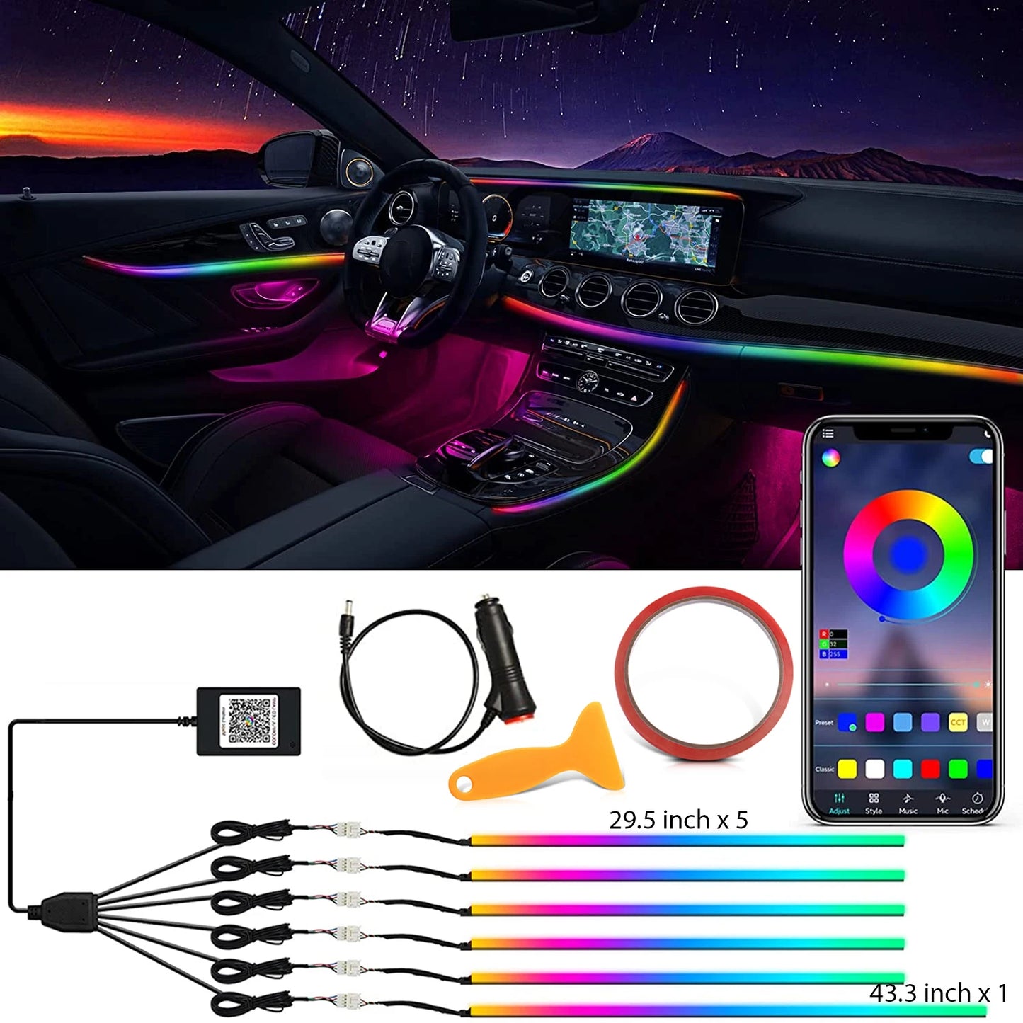 18-in-1 Car LED Ambient Light Strips