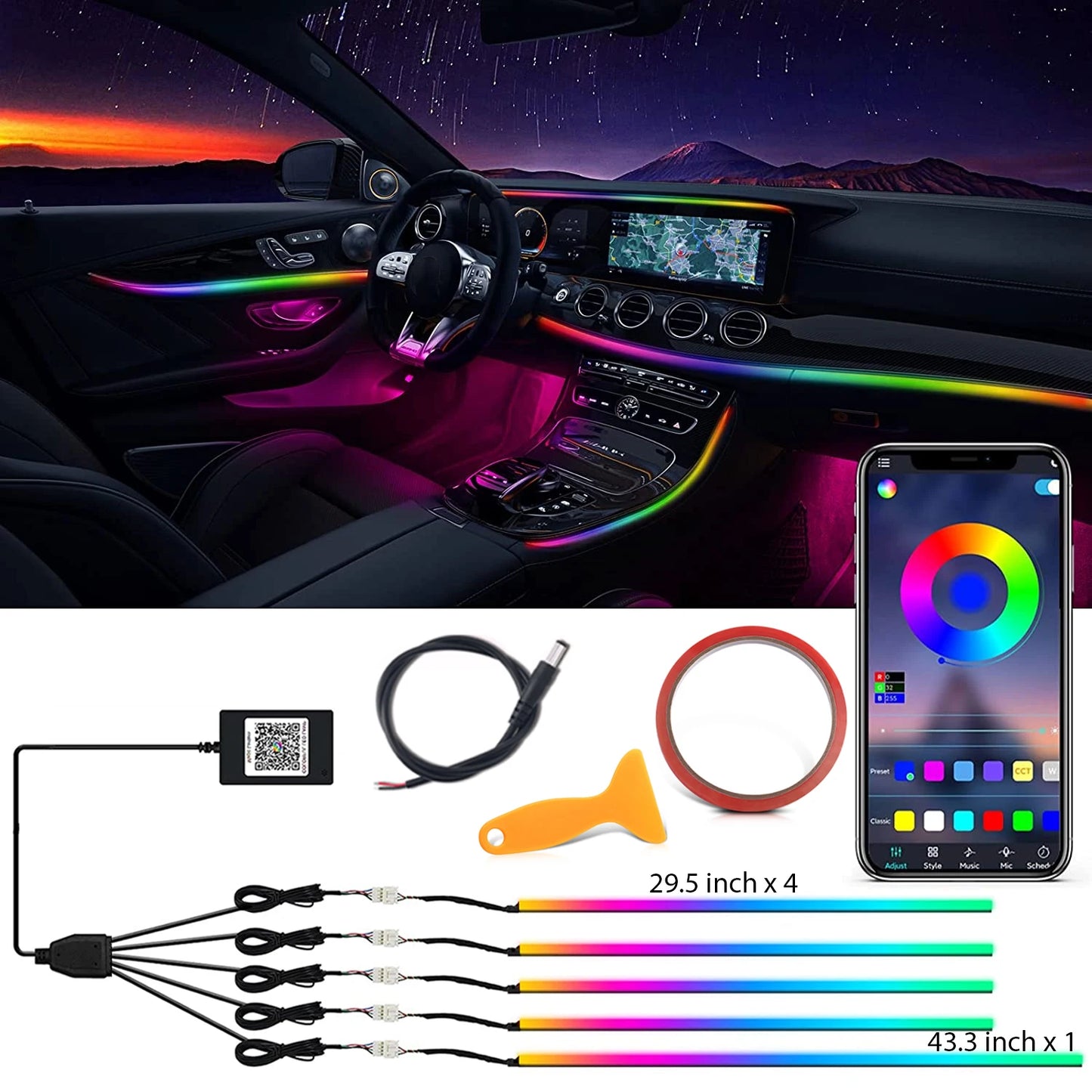 18-in-1 Car LED Ambient Light Strips